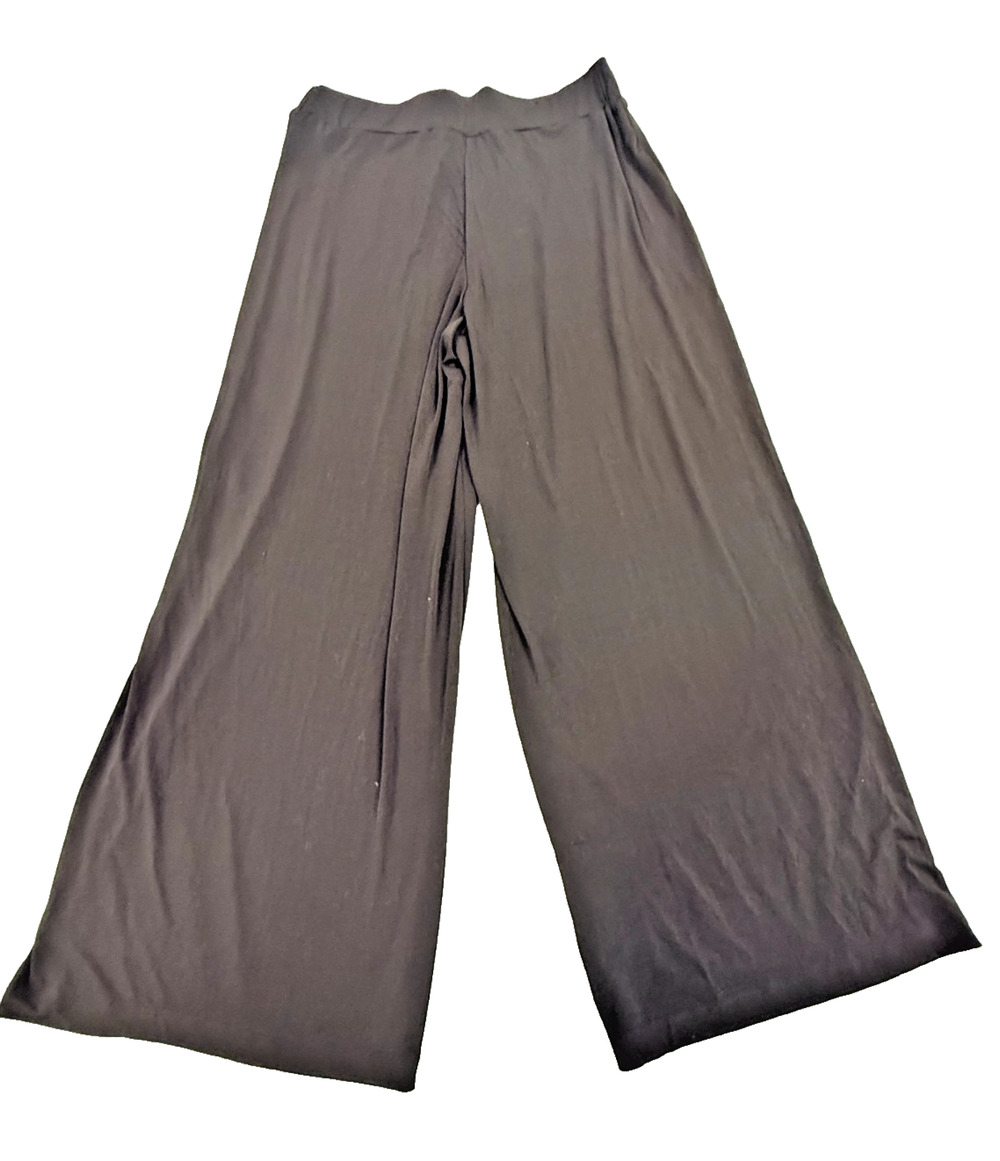 NY Collection Palazzo Pants Womens Large Petite Black Mid-Rise Office Wear NWT